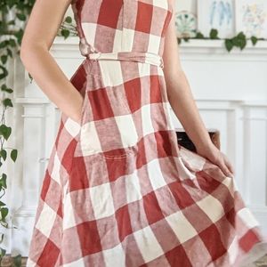 Cato Red White plaid fit and flare dress
